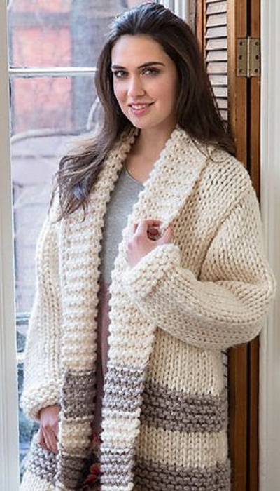 Long Line Jacket Style Handmade Cardigan Sweater