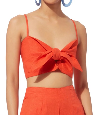 Noodle strap crop top with bow design