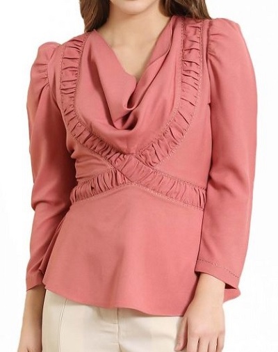 Party wear pink cowl style top for girls