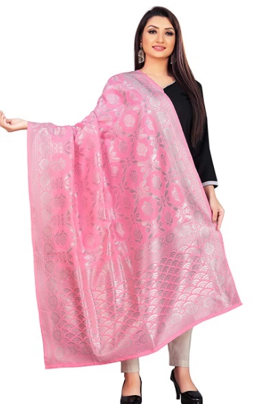 Pink Banarasi Dupatta for weddings