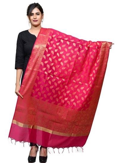 Pink cotton Silk Dupatta for parties