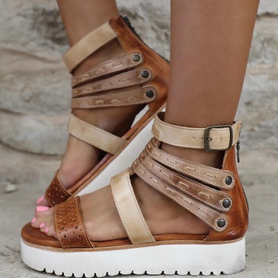 Platform Heel Strappy Gladiator Shoes For Ladies