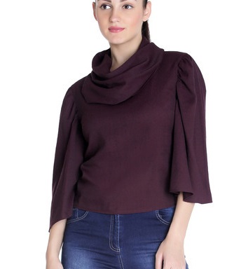 Remarkable cowl neckline and sleeves pattern top