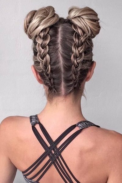 Reverse Braided Side Top Bun Style