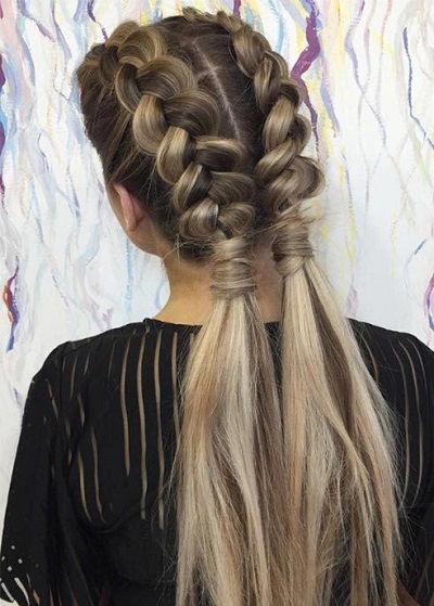 Side Dutch Braids Ponytail Style