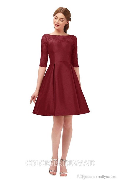 Simple Maroon Skater Dress For Parties