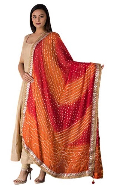 Stylish Bandhej printed party wear Dupatta design