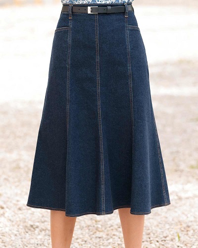 Stylish calf length Denim skirt design