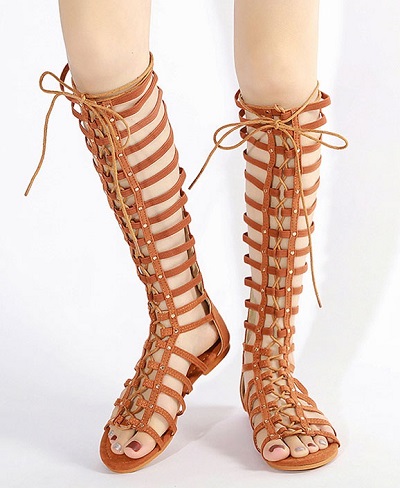 Tan Strappy Gladiator Long Sandal