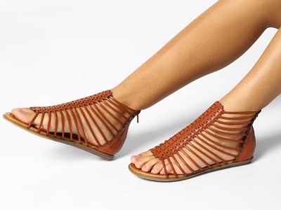 Thin Lace Ankle-Length Sandal With Back Zip Closure