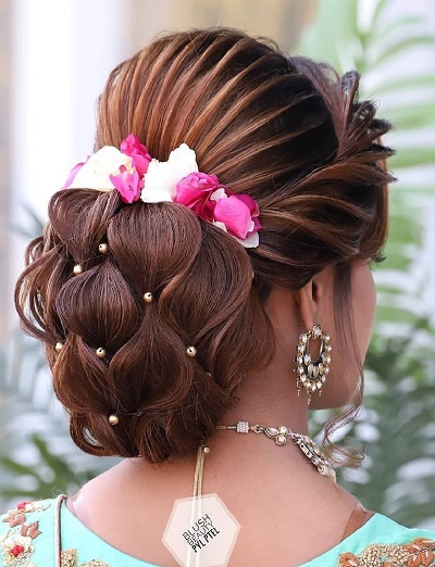 Unique flower Petal inspired bun hairstyle