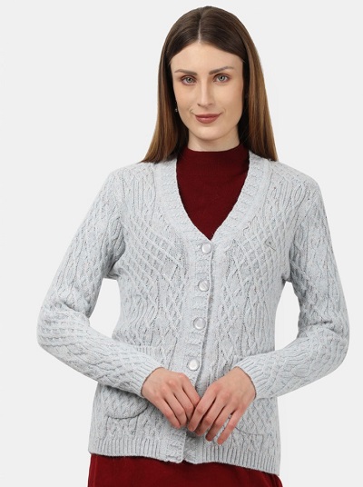 V-Neckline Knitted Stylish Cardigan For Ladies