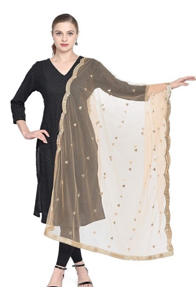 Net and mirror work Dupatta design