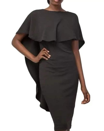 Black Cape Sheath Simple dress