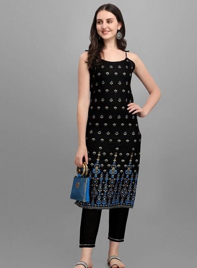 Soch Kurtis  Buy Soch Navy Blue Muslin Sleeveless Kurti With Chevron  Patterns Online  Nykaa Fashion