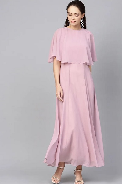 Cape Style Long A-Line Dress For Women