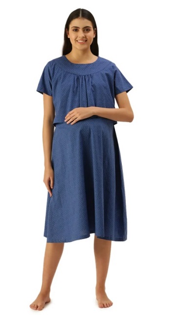 Cotton Blue Dress For Women