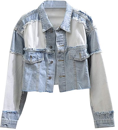 Double Patchwork Style Denim Jacket For Women