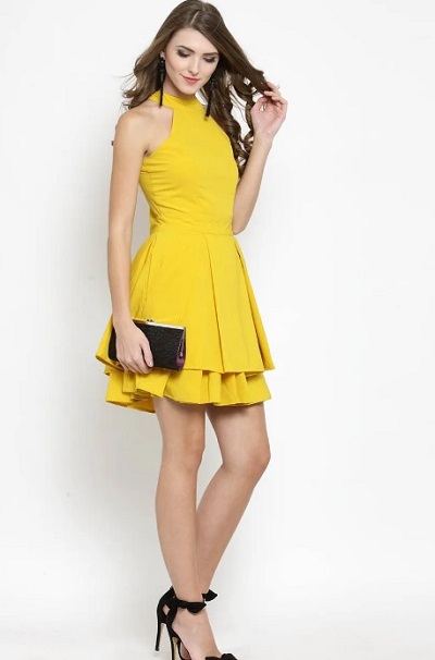 Double layered fit and flare dress for women