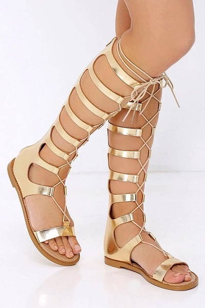 Flat Gladiator Pattern Sandal For Women
