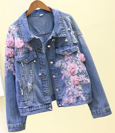 Floral denim jacket for girls