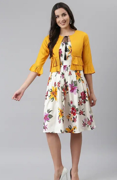 Floral print dress with shrug