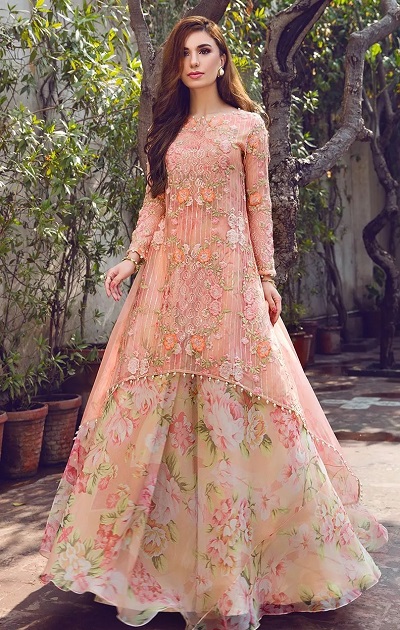 Floral printed lehenga kurti design