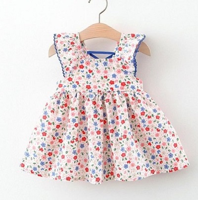 Floral printed simple cotton frocks for babies