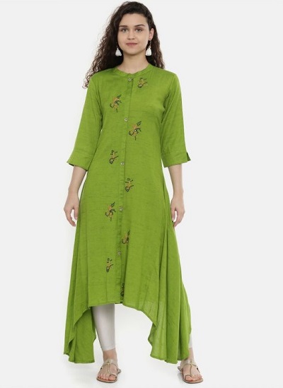Full Length High Low Kurta With Button Placket
