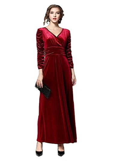 Full Length Velvet Dress For Parties