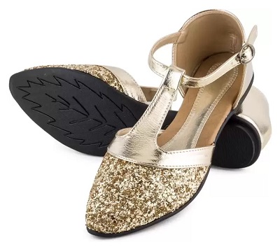 Glitter Work Cute Golden Sandal Design