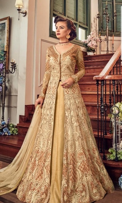 Golden Lehenga Kurti Design