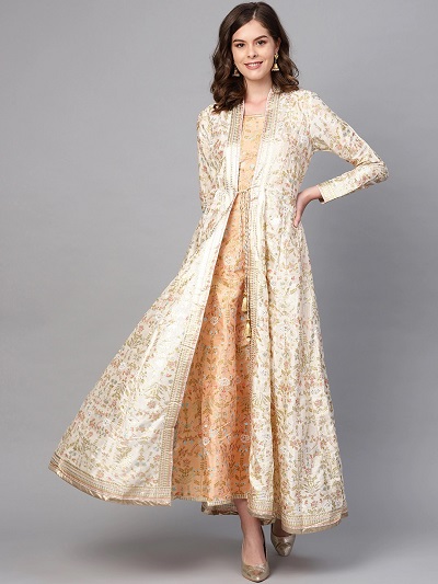 Golden Long Shrug Inspired Gown