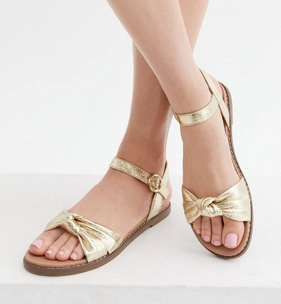 Golden flat sandals