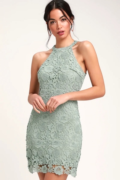 Halter Lace Dress For Ladies