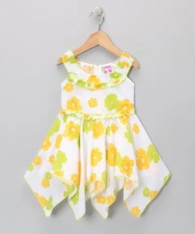 Handkerchief Pattern Floral Printed Baby Girl Dress
