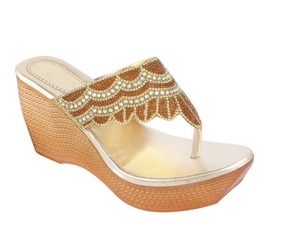 High Platform Heel Golden Thong Style