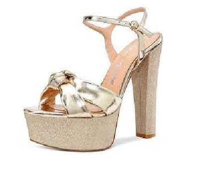 High platform heel Golden sandals