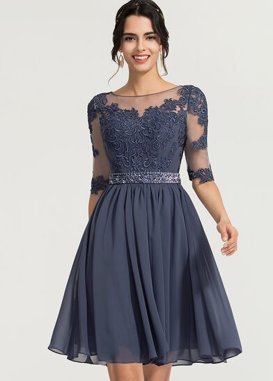 Lace and Georgette Fabric Party Wear Dress