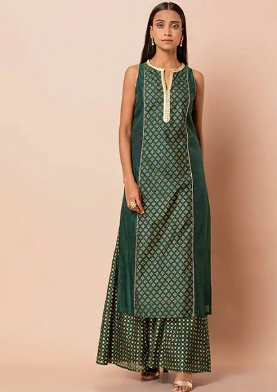 Long length paneled sleeveless kurti design for women