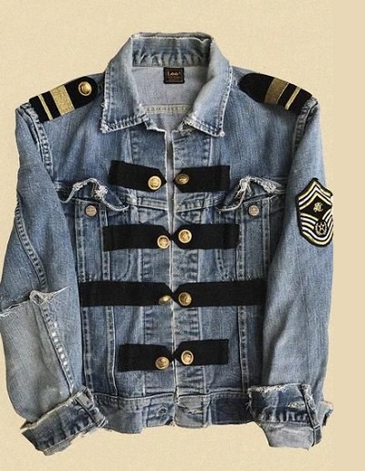 Navy Uniform Style Denim Jacket