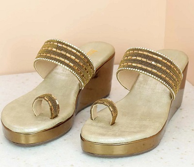 Open Toe Golden Wedges