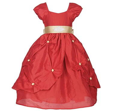 Red Cotton Flared Baby Girl Dress
