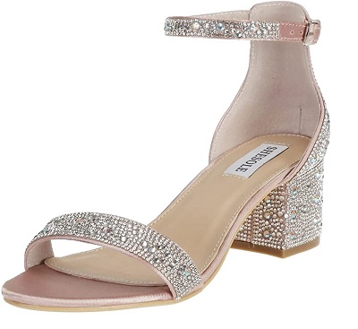 Rhinestone Studded Party Wear Golden Sandals