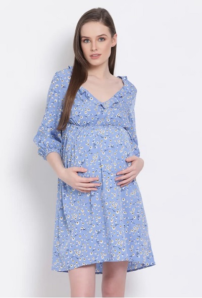 Ruffle Short Maternity Dress