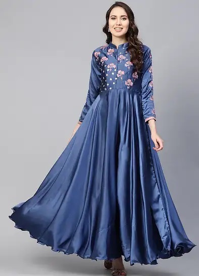 Satin full length ethnic Anarkali gown