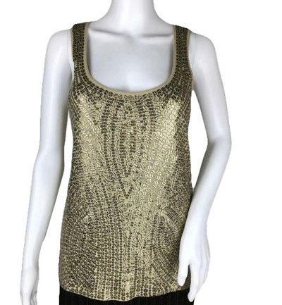 Sequin studded golden tank top for party wear