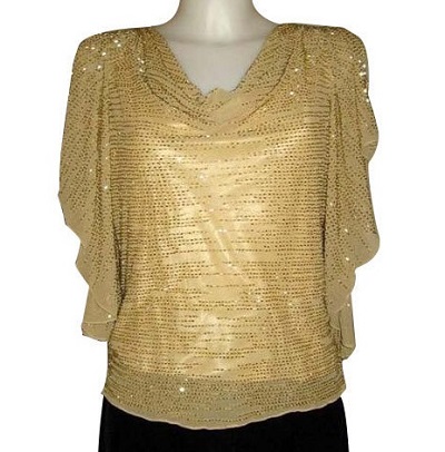 Shimmery cowl top design for women