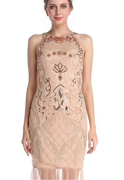 Short Rose Gold Halter Style Dress