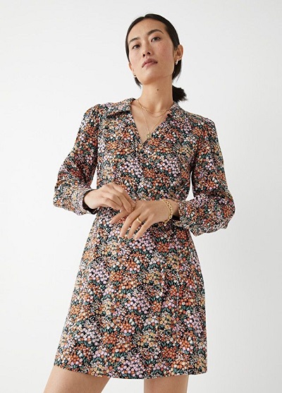 Short shirt style floral dress for women